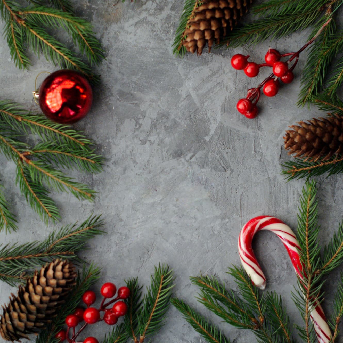 Christmas decorated background with baubles
