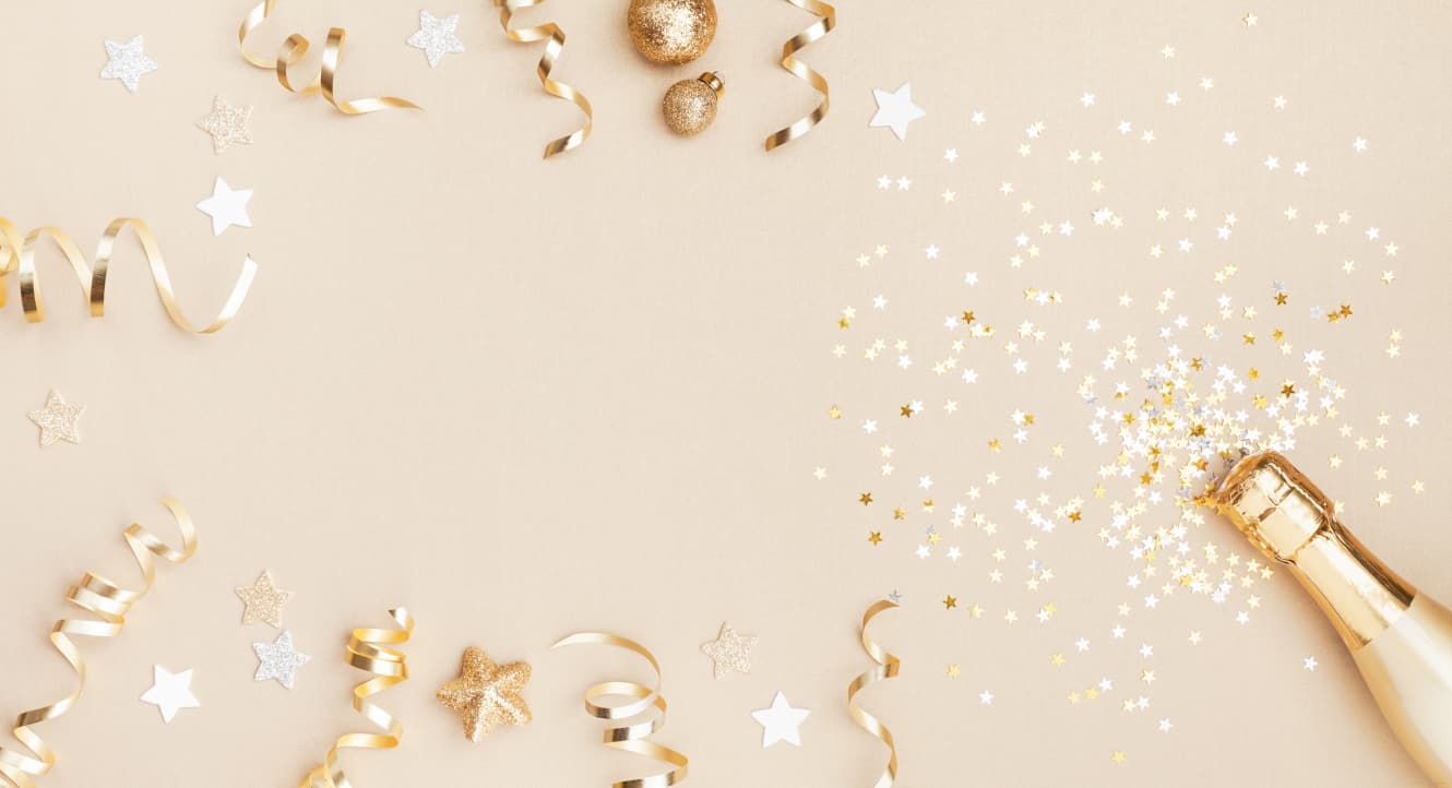 Christmas decorated background with baubles