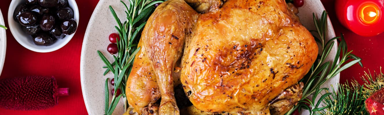 Christmas dinner with festive bird